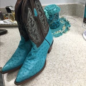 Women’s Turquoise Ostrich leather cowboy boots